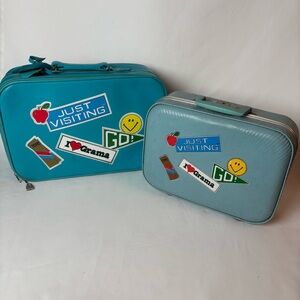 Vintage Lot Of 2 Child’s Boy’s Suitcases Going To Grandmas Blue Nesting